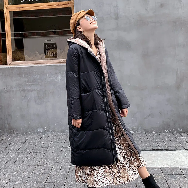 

Photo Shoot Thin Cotton-padded Clothes Women's Mid-length 2019 New Style Black And White with Pattern Fashion Loose Mid-length o
