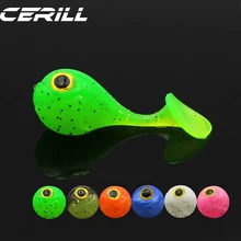 

Cerill 5 PCS 4.5 cm 3 g Big Head 3D Eyes Wobblers T Tail Swimbait Soft Fishing Lure Double Color Artificial Silicone Crankbaits