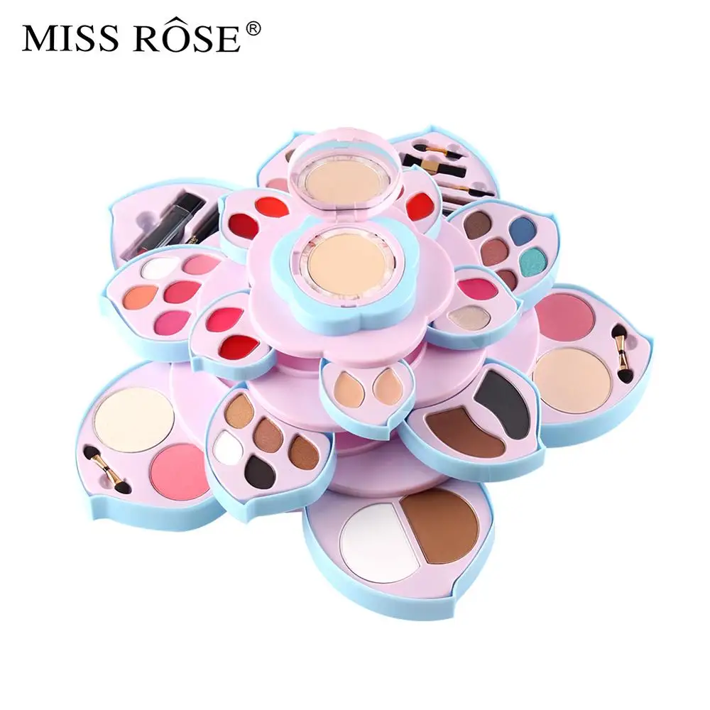 Miss Rose палитра для макияжа мерцающие матовые тени для век Пудра Макияж для лица Румяна водонепроницаемый длинный прочный batom телесный блеск для губ MS210