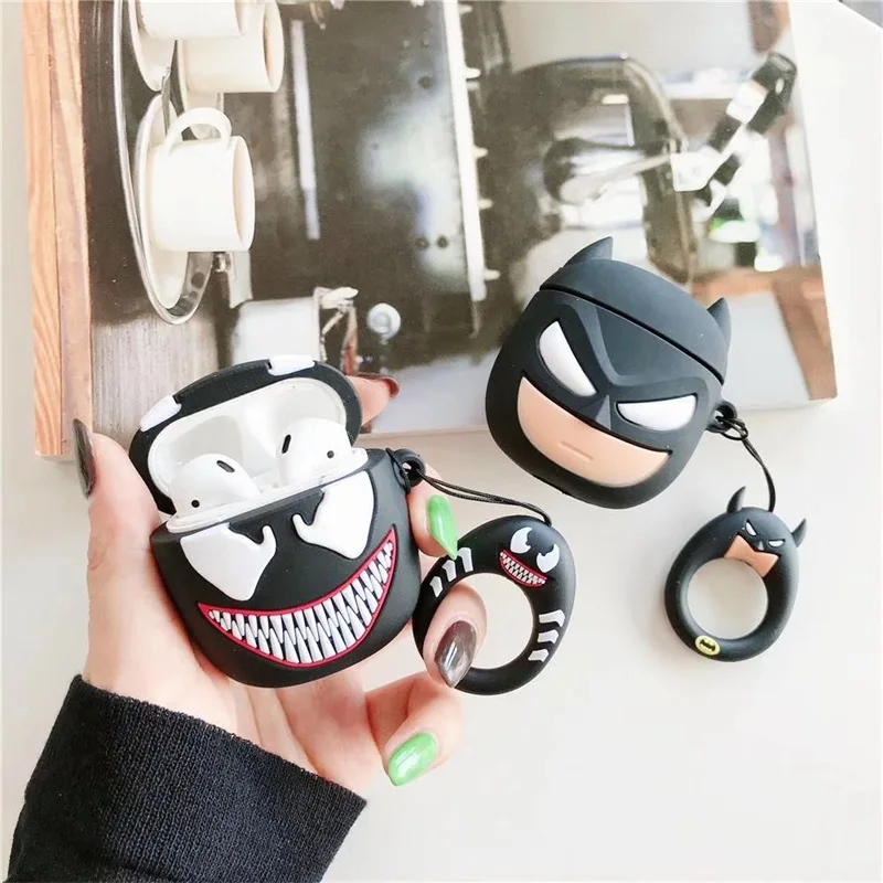 Мягкий силиконовый чехол с 3D рисунком для Apple Airpods, ударопрочный чехол для гарнитура для Airpods, чехол s с кольцом на палец