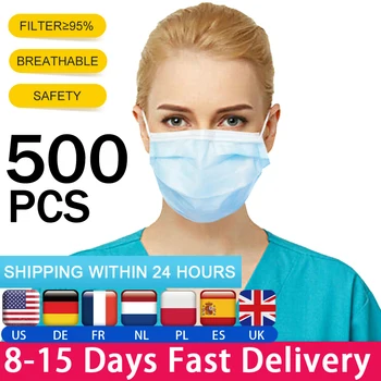 

50Pcs/lot Disposable Protective 3 Layer Nonwove Ply Filter Mouth Face Mask Anti-Dust Anti-Fog Meltblown Earloop Mouth Mask kids