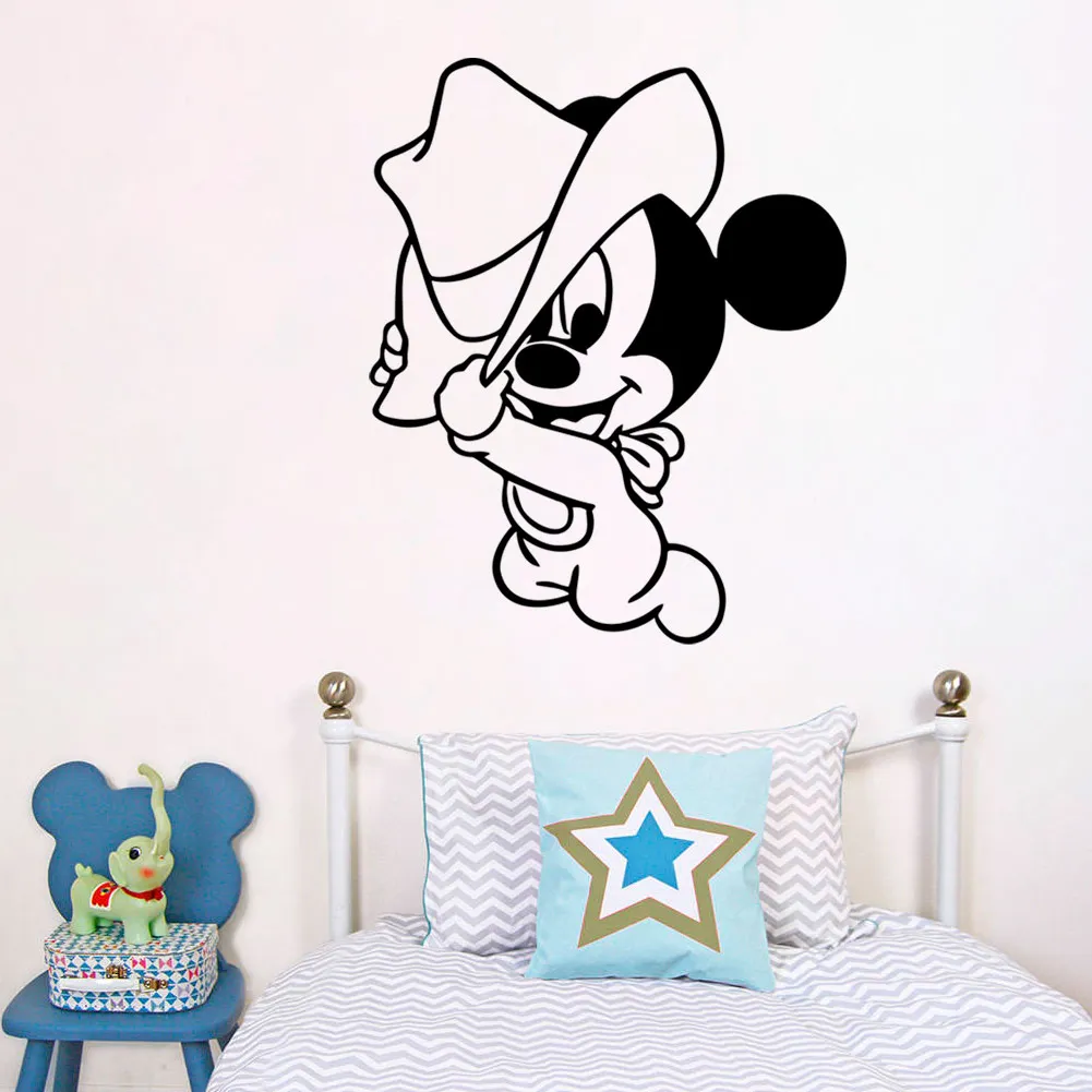 Disney Mickey Mouse Baby with Hat Kids baby wall stickers for kids room bedroom accessories home decoration
