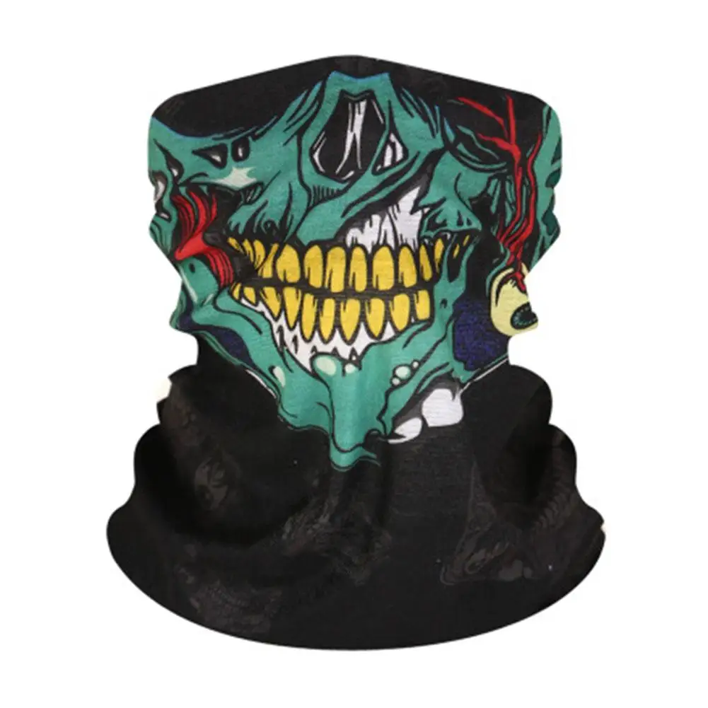 

1pc Multifunctional Seamless Skull Pattern Magic Riding Mask Warm Scarf Halloween Face Mask Cycling Anti-Dust Winter Half Mask