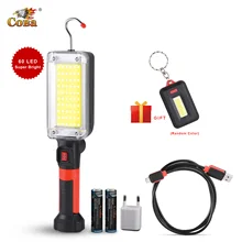 COBA led Портативный прожектор cob Магнитная Рабочая Лампа 18650 батарея пластиковый чехол 3000лм водонепроницаемый usb Перезаряжаемый фонарь для кемпинга