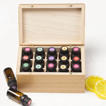 

15 Grid Wooden Essential Oil Storage Boxes Container Aromatherapy Organizer Jewelry Carrying Case