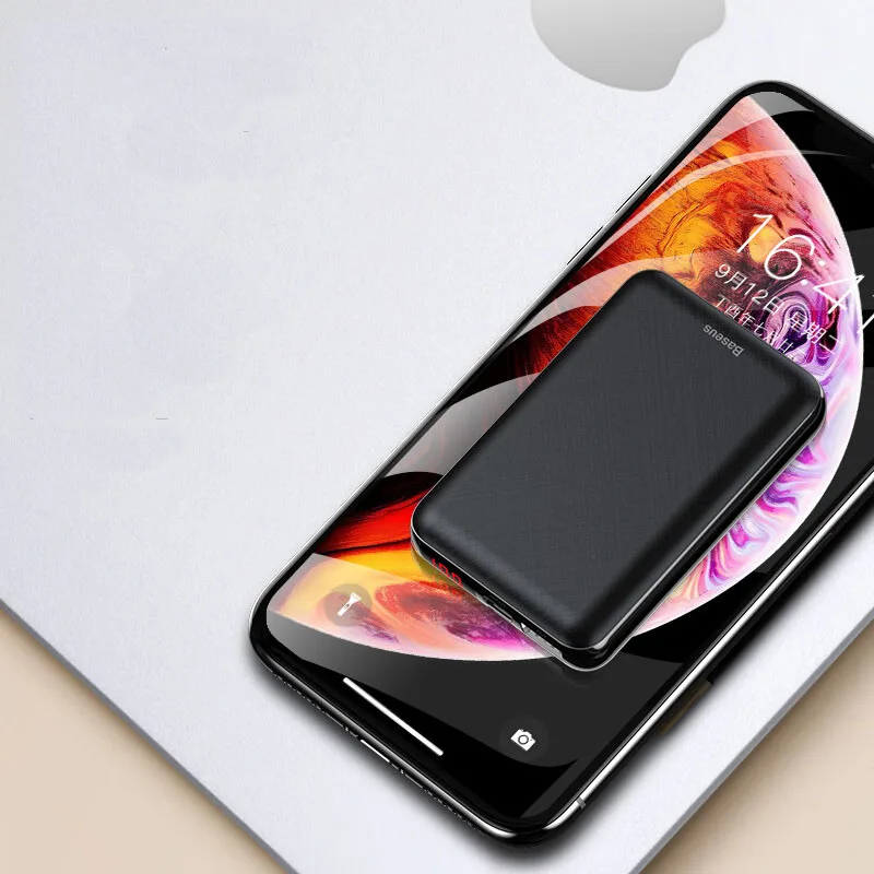 Baseus 10000 мАч Мощность Bank зарядное устройство для iPhone XS XR 5V 3A USB быстрой зарядки PD 3,0 быстрой зарядки Мощность банка для samsung Xiaomi huawei банка - Цвет: Black