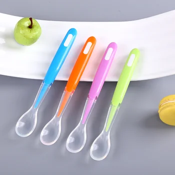 

Baby Soft Silicone Soup Spoon Feeding Dishes Tableware for Children Flatware Cutlery Colher Tools-for-patchwork Lot Soup