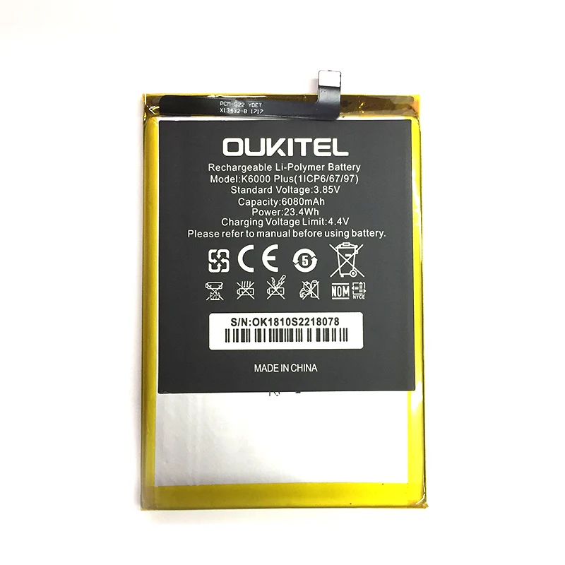 

100% Original 6080mAh K6000 PLUS Battery For Oukitel K6000 PLUS Mobile Phone Latest Production High Quality Battery+Track Code