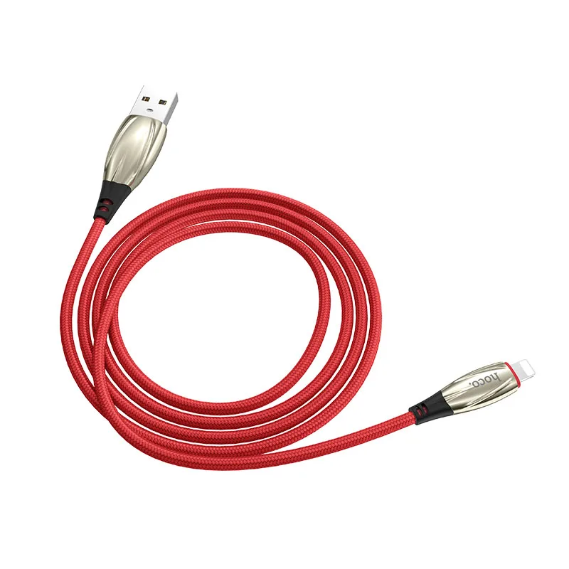 red for iPhone HOCO U71 22 шт./лот 1,2 м нейлон прочный USB кабель для iPhone кабель Micro кабель для samsung USB кабель зарядное устройство провода - Цвет: red for iPhone