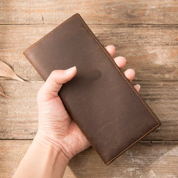 

Retro Leather Men's Long Wallet Youth Crazy Horse Leather Wallet Male Wallet Soft Leather Multi Card Leather Genuine Leather Men