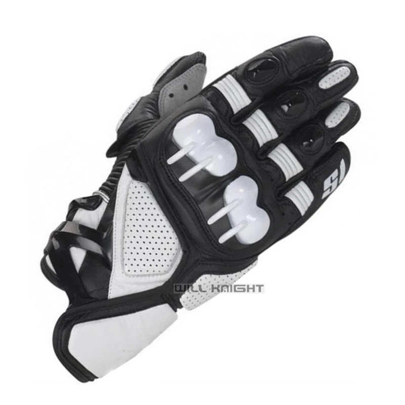 

Motorcycle ATV Bike Off-road Scooter Moto Automotive White Black Leather Gloves