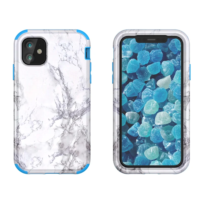 Мраморный бампер чехол для iPhone 11 pro Max 7 8 6 Plus жесткий защитный чехол силиконовый чехол для iPhone X Xs Max Xr 360 чехол милый Единорог 3 в 1