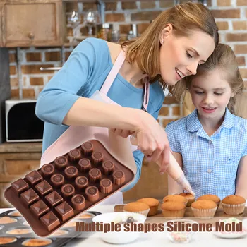 

Silicone Mold for chocolate pastry baking square round cake decorating mold ice candy gummy fondant form 24 hole