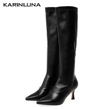 

Karinluna New Large Sizes 43 Fashion Thin High Heels Winter Shoes Elastic Party Office Lady Boots Women