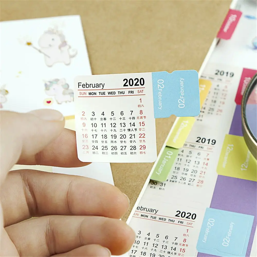 

4pcs 2020 Year Calendar Stickers Index Bookmark Planner Bullet Journal Accessories Decorative Stickers Label Calendar Stationery