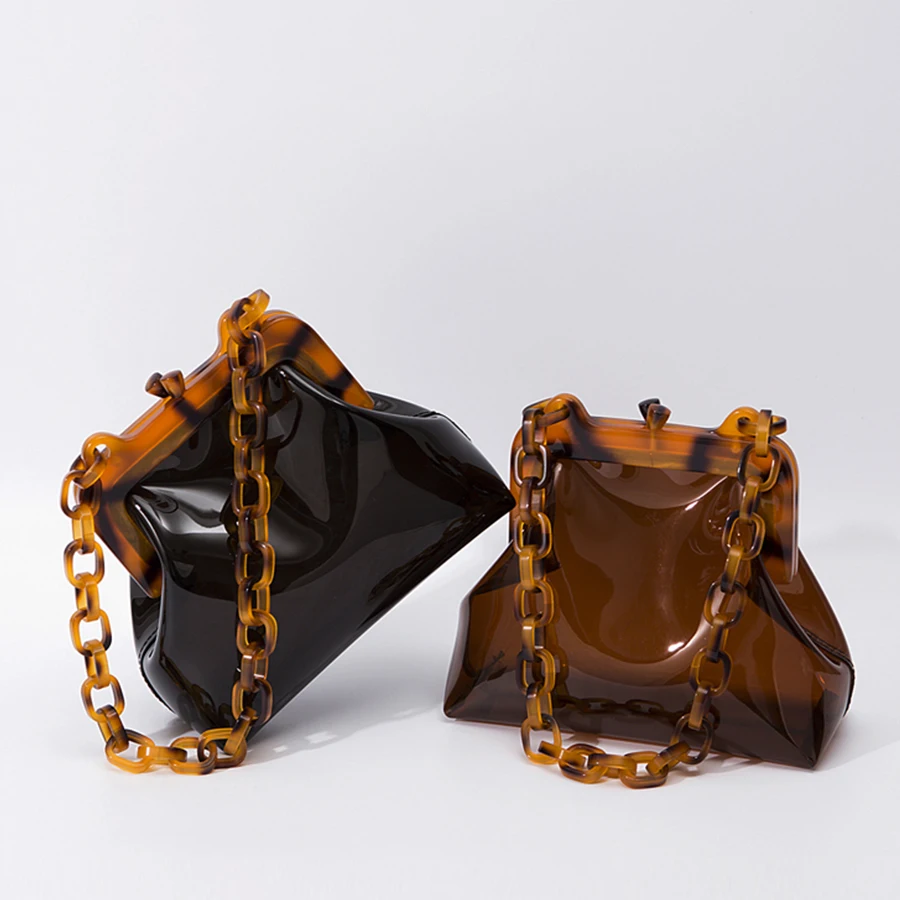 Прозрачные акриловые цепи сумки через плечо для женщин ПВХ прозрачные женские на