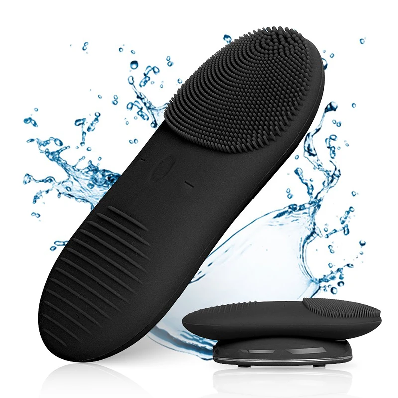 

2 in 1 Sonic Facial Cleansing Brush Silicone Electric Cleanig Massage Anti Aging Tool Skin Care Oil Blackhead Remover Foreoing