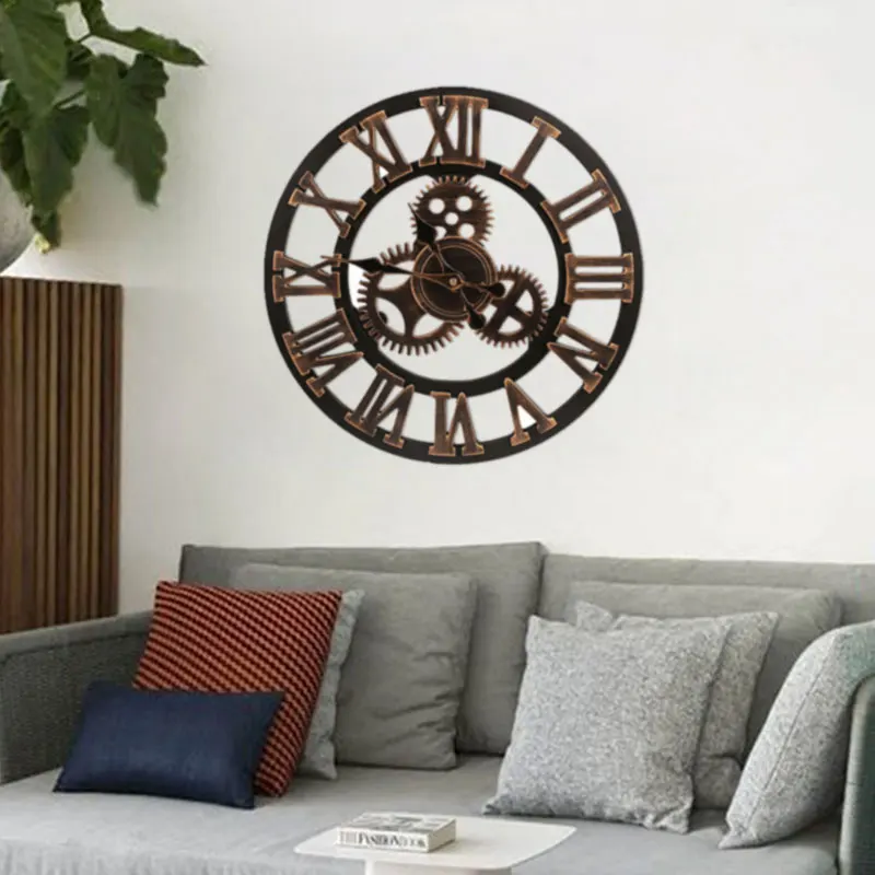 Wall Clock Hollowed-Out Wall Bell European Wooden Home Decoration Decor Decorative Watches