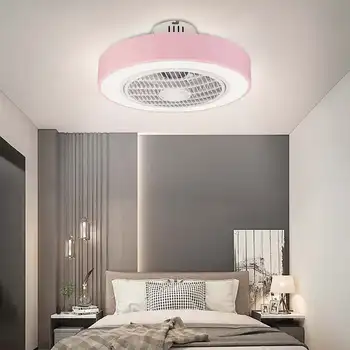 

Dimmable 80W Ceiling Fan Light 185-250V LED Light Modern Acrylic Bedroom Office Chandelier Lamps with Remote Control Pink/Blue