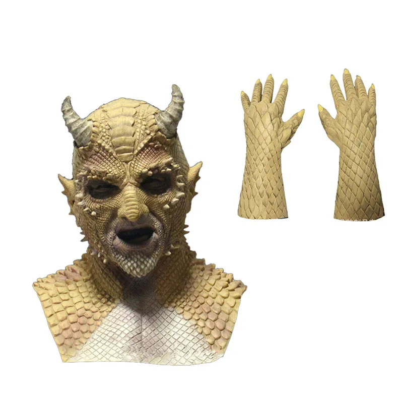 Игра демон Властелин лжи Белиал Маска Косплей Хэллоуин Ужасы латексные маски перчатки головные уборы наборы - Цвет: style 1 C