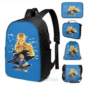 

The Legend of Zelda Breath of the Wild(3) USB Charge Backpack men School bags Women bag Travel laptop bag