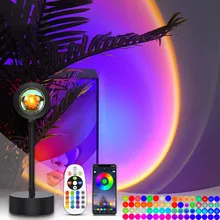 

16 Colors Sunset Lamp RGB APP Remote Control Atmosphere Projection Led Night Light For Home Bedroom Shop Background Decoration