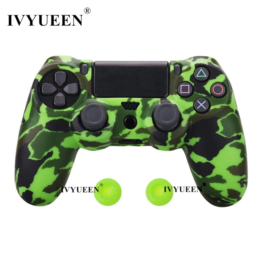 Green Camo IVYUEEN для sony playstation 4 PS4 Pro тонкий контроллер силиконовый чехол защитная кожа с аналоговой рукояткой для PS4 DS4 геймпад - Цвет: Green Camo