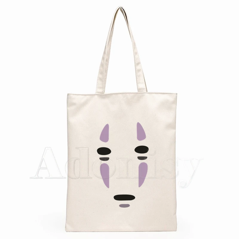 

Spirited Away Japanese Anime Faceless Design Shoulder Canvas Bags Large Capacity College Harajuku Handbag Women Bag Shopping Bag