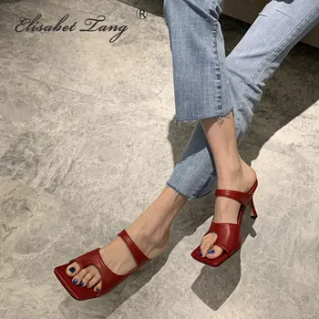 

ElisabetTang Women Summer Sandals 2019 High Heel Sandals Slippers Slip On Open Toe Sandals Casual Ladies Outdoor Slippers Slides