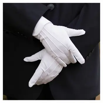 

Men's Or Women New White Tuxedo Wedding Gloves Formal Uniform Guard Band Butler Household Gloves