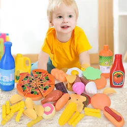Jouets de cuisine pour enfants, 38 pièces, Simulation d'aliments, fruits, légumes, Pizza, maison 