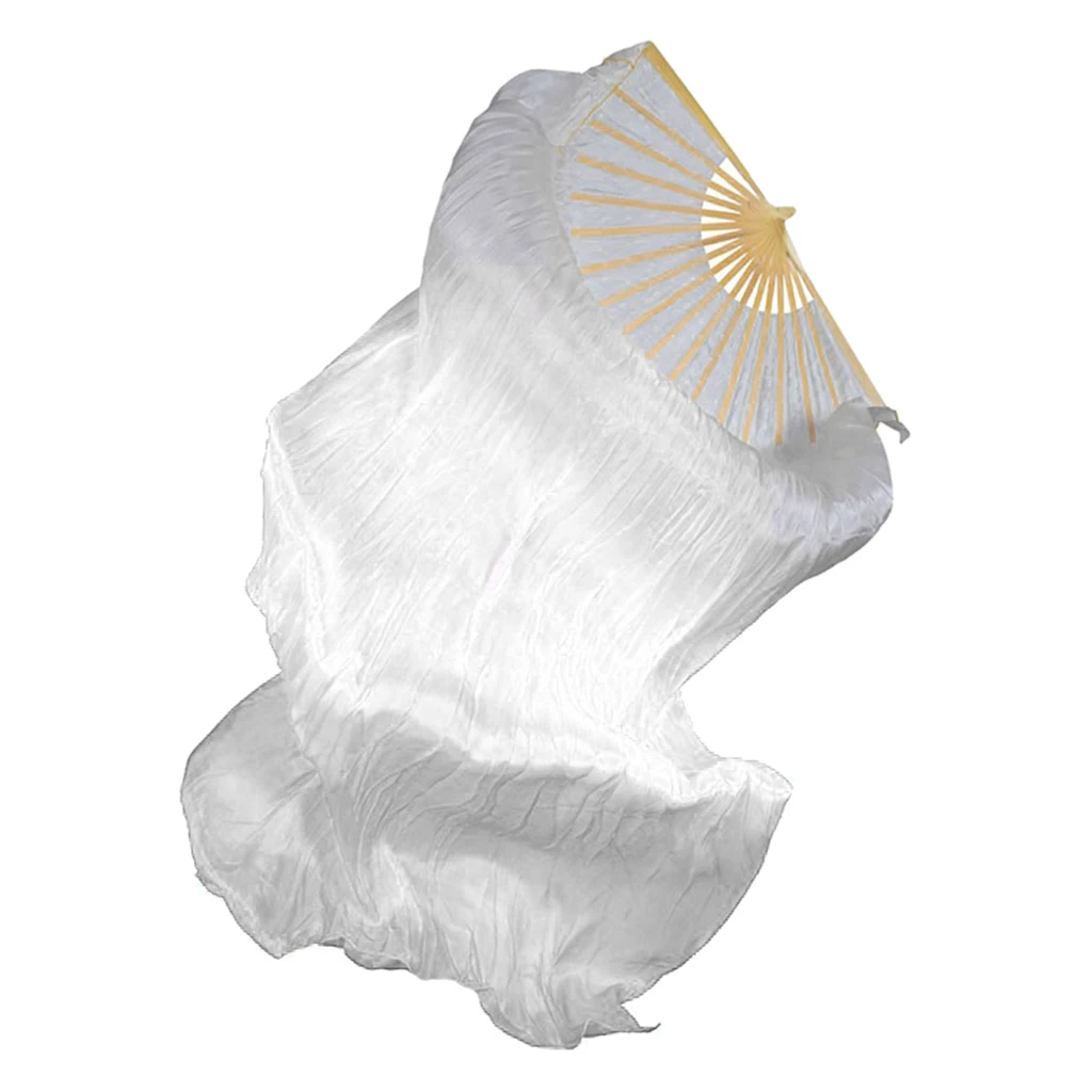 180cm White Silk Fan Long Veil Dance Fan Belly Dance LED Fan Veils For Left