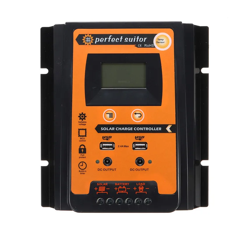 

12V/24V 30A 50A 70A MPPT Intelligent Dual USB LCD Display Solar Charge Controller Solar Panel Battery Regulator