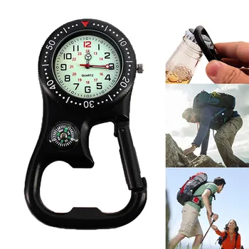 

1 Pcs Clip-On Carabiner Pocket Watch Compass Bottle Opener for Doctors Chefs Luminous XRQ88
