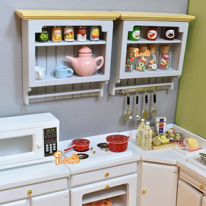 

Dollhouse Mini Wood Display Cupboard Cabinet Shelf Showcase Decor Storage Model Doll House Decoration