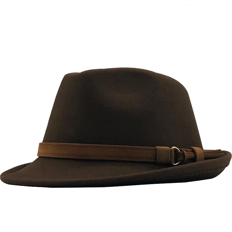 Wool Fedora Hat For Women Men Winter Autumn Elegant Lady Gangster Trilby Felt Homburg Church Jazz Hat 55-58CM adjustable