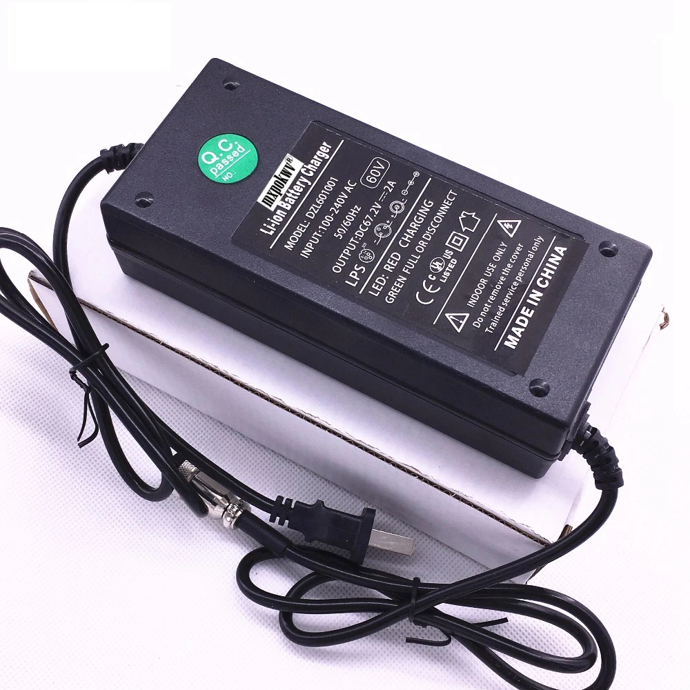

1Pcs 67.2V Smart Lithium Battery Charger Power Supply Self Balancing Scooter Charger DC67.2V 2A for 60V Lithium Battery Pack