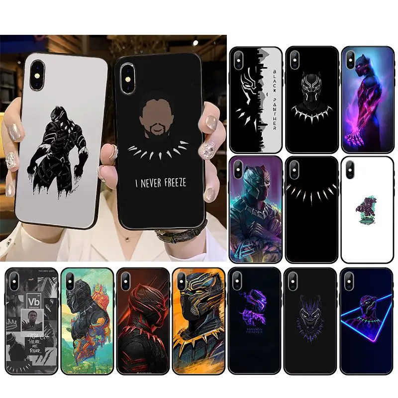 Чехол для телефона черная пантера черный мягкий чехол из ТПУ iPhone 11 pro XS MAX 8 7 6 6S Plus X