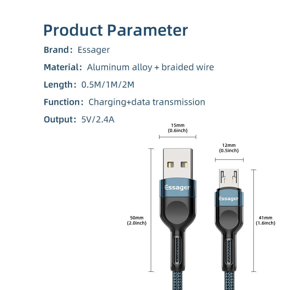 Essager Micro USB Cable 3A Fast Charging Charger Microusb Wire Cord For Samsung Xiaomi Redmi Android Mobile Phone Data Cable 3M iphone hdmi to tv