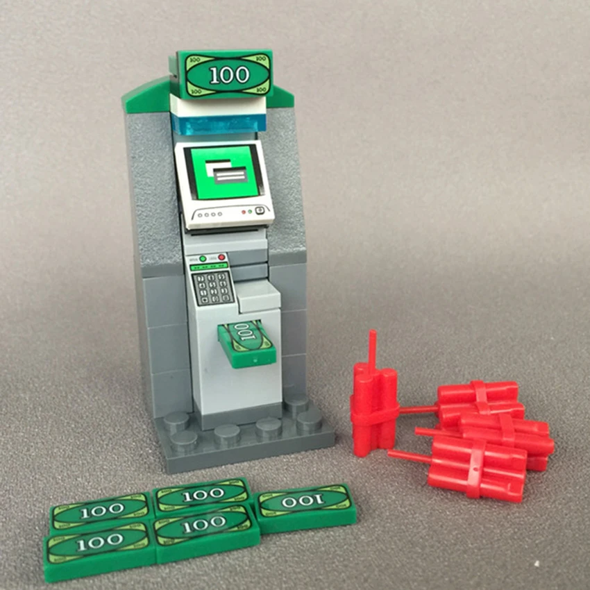 single city street sence view atm cash machine building blocks toy bricks moc accessories model set toys for kids