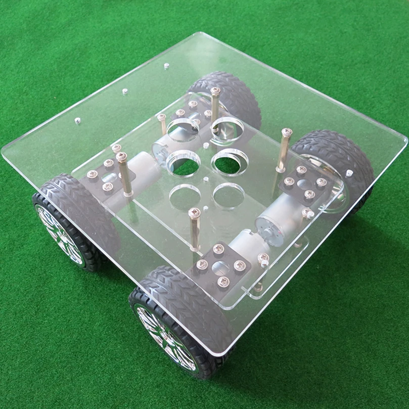 

Hot Acrylic Intelligent Smart 180180 Car with Four Gear Motor 4WD Chassis Tracking Robot 3 Layer for DIY Micro Model