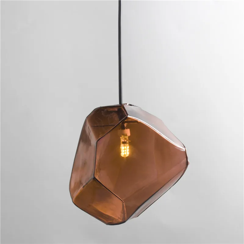 Простой камень стеклянный подвесной светильник красочный крытый G9 светодиодный светильник ресторан столовая Бар Кафе Магазин освещение приспособление AC90-260V - Цвет корпуса: Brown