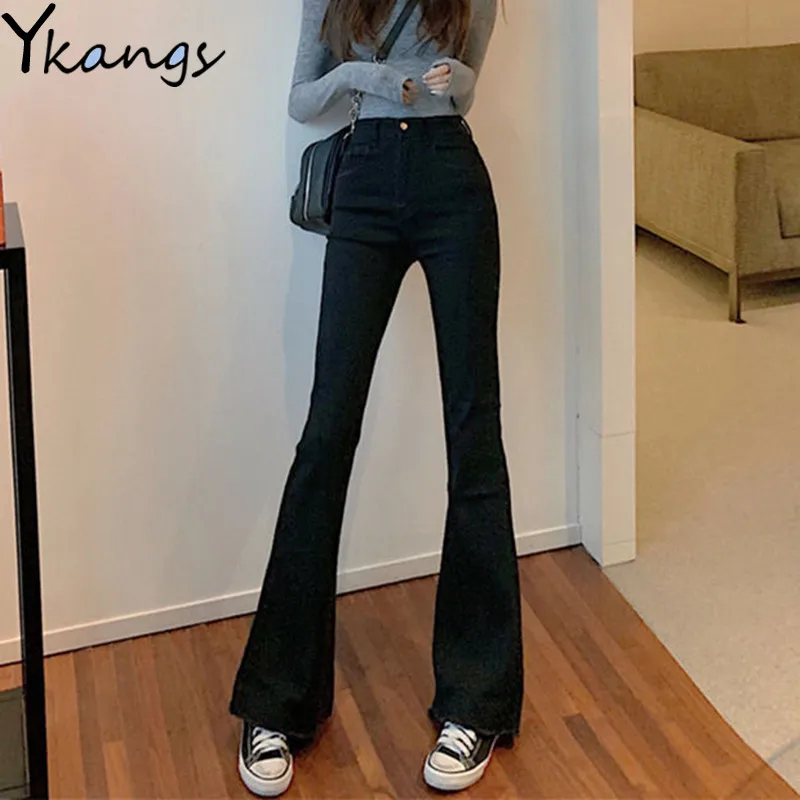 High Waist Black Mom Flare Jeans Women Slim Wide Leg Pants Ladies Bell Bottom Jeans Female Boyfriend Denim Trouser Streetwear High Waist Black Mom Flare Jeans Women Slim Wide Leg Pants Ladies Bell Bottom Jeans Female Boyfriend Denim Trouser Streetwear