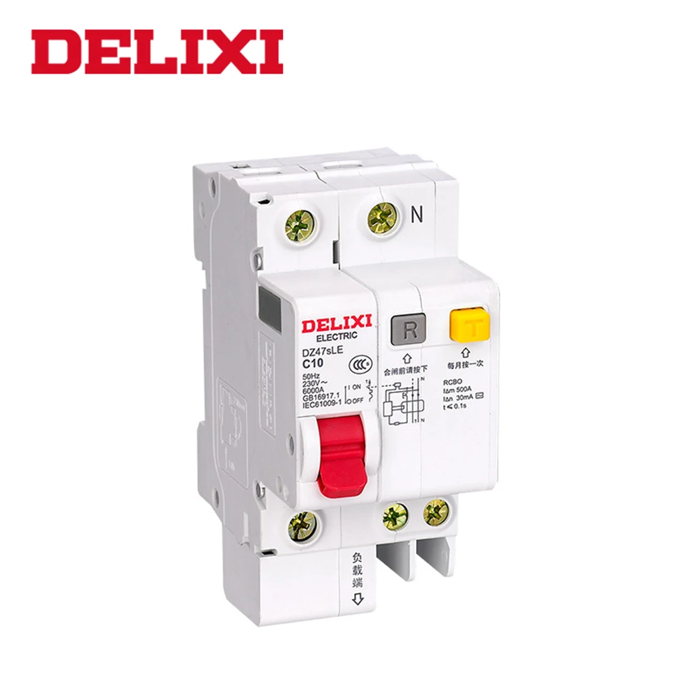 DELIXI RCBO DZ47sLE 1Pole + N C Тип 10А до 63A автоматический выключатель остаточного тока с