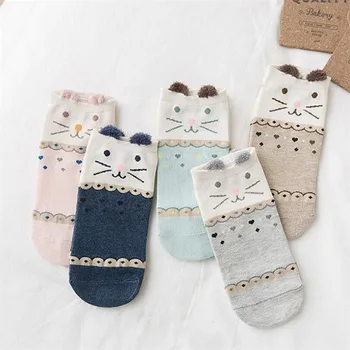 

Brand new women's cartoon socks 5 pairs/pack spring summer and autumn lovely cotton short sock ladies and woman funny socks