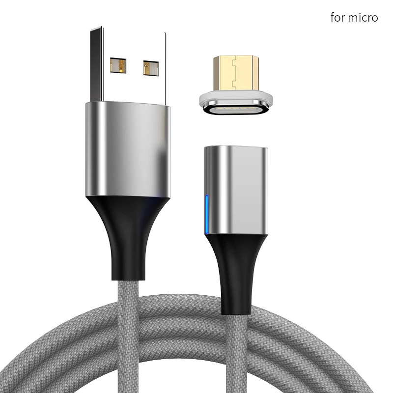 Sliver for Micro usb TONGYINHAI, быстрое магнитное зарядное устройство, 1,5 м, Магнитный зарядный шнур для телефона, кабель типа C, магнитный кабель, вилка, шнур для быстрой зарядки и передачи данных - Цвет: Sliver for Micro usb