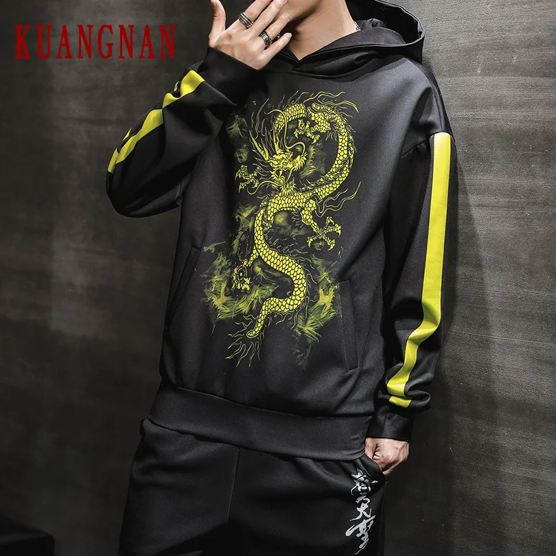 

KUANGNAN Chinese Style Hoodie Men Streetwear Mens Hoodies Hip Hop Hoody Sweatshirt Men Hoodies Sweatshirts 5XL 2019 Autumn