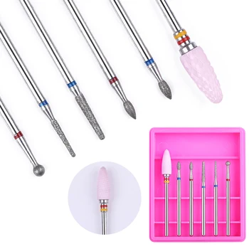 

6 Pcs/Box Electric Nail Drill Machine UV Gel Polish Nail File Tool Multi Size Electric Sander Nail Art Tools