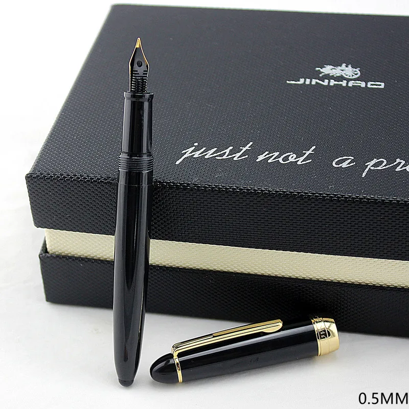 Ручка перьевая Jinhao черная титановая с наконечником 0 5 мм и золотым зажимом|fountain pen|nib fountain penjinhao 599 |