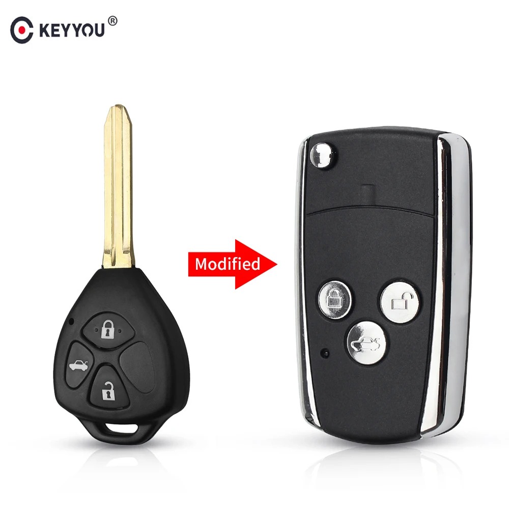 KEYYOU Модифицированная Складная фотовспышка с 3 кнопками для Toyota Camry Corolla Prado RAV4 Vios